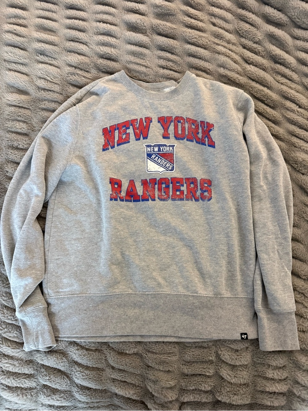 47 New York Rangers Gray Crewneck with Red & Blue Logo